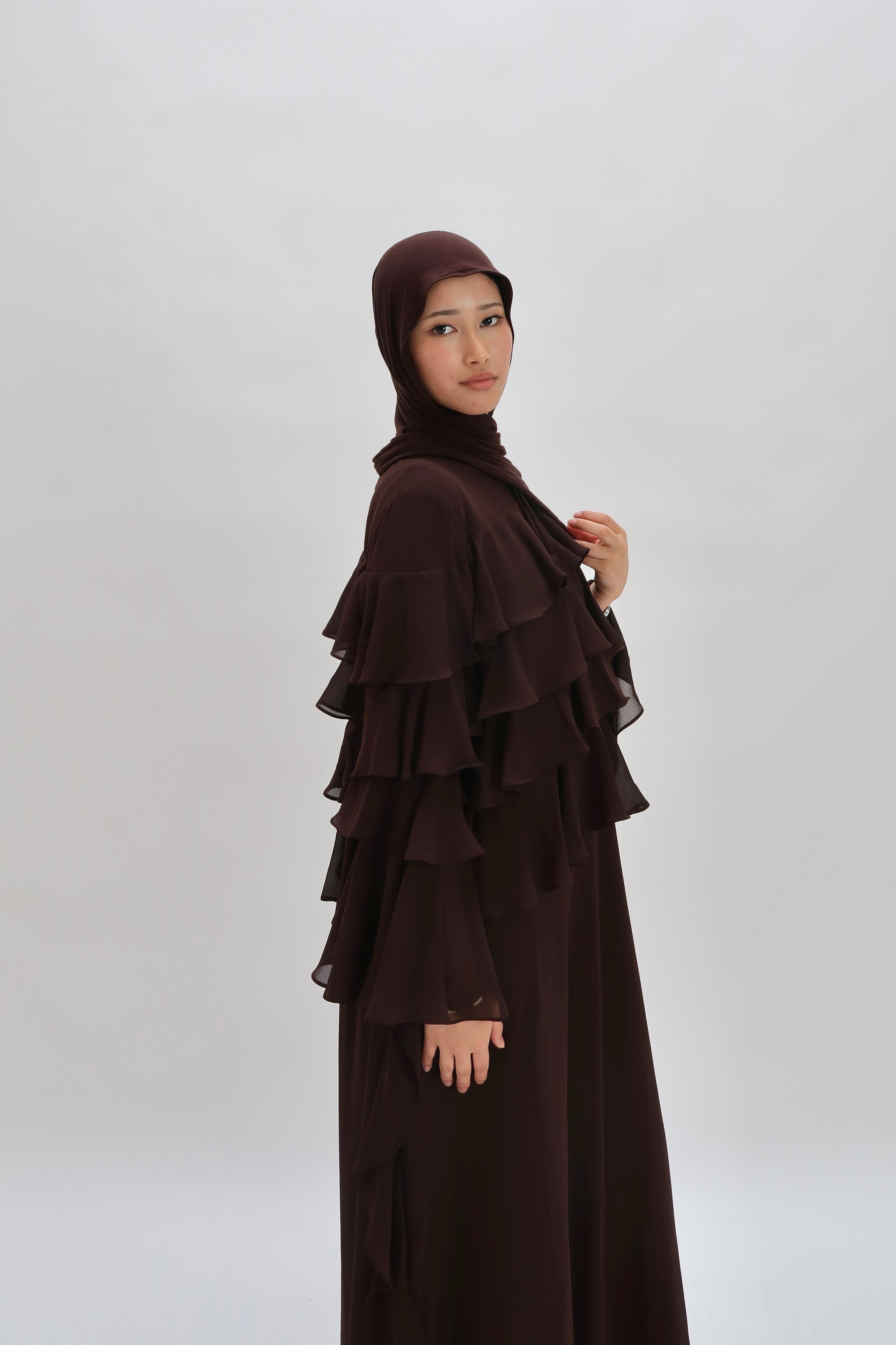 Ruffle Dress Brown