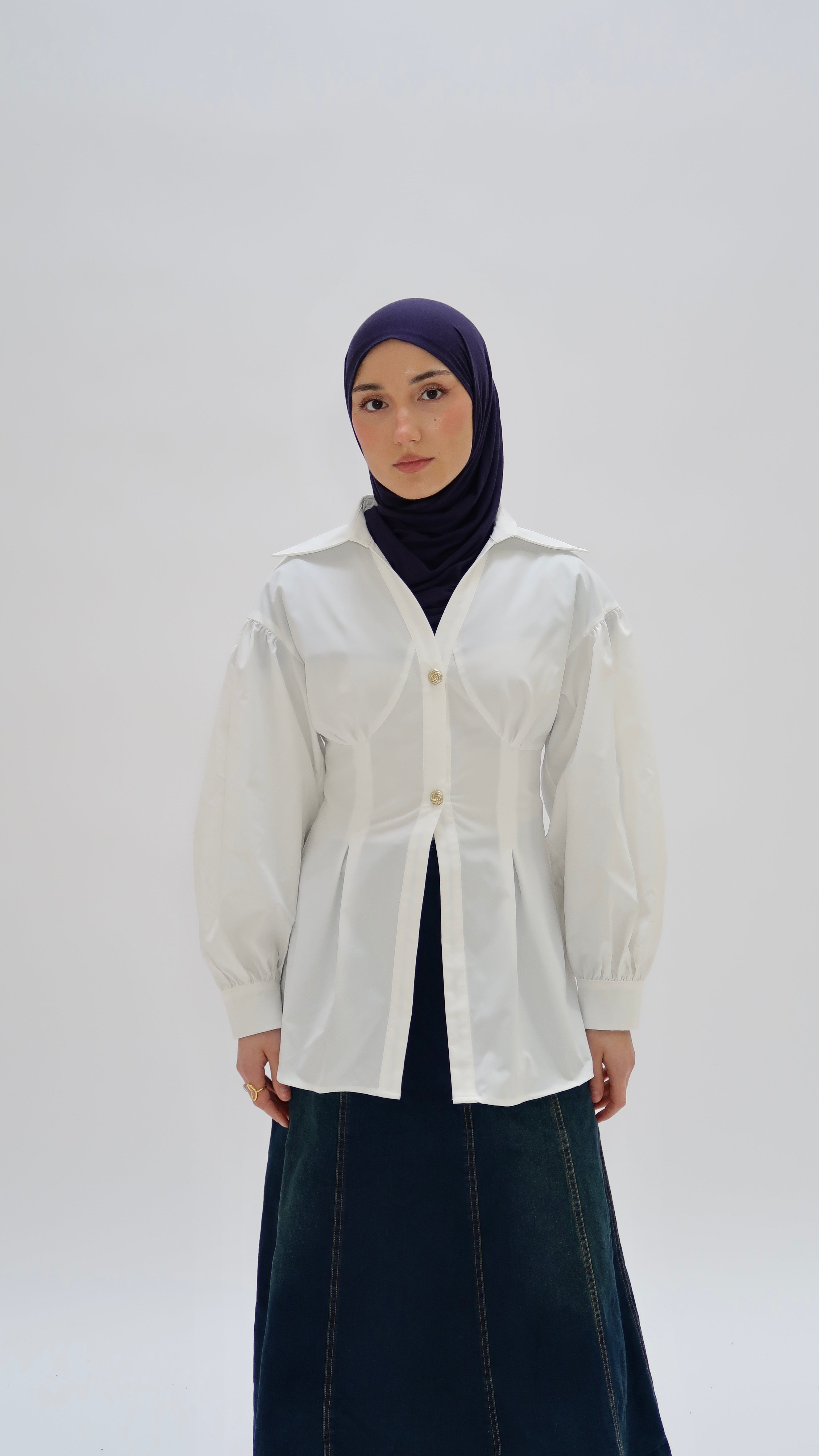 Shirt with gold buttons