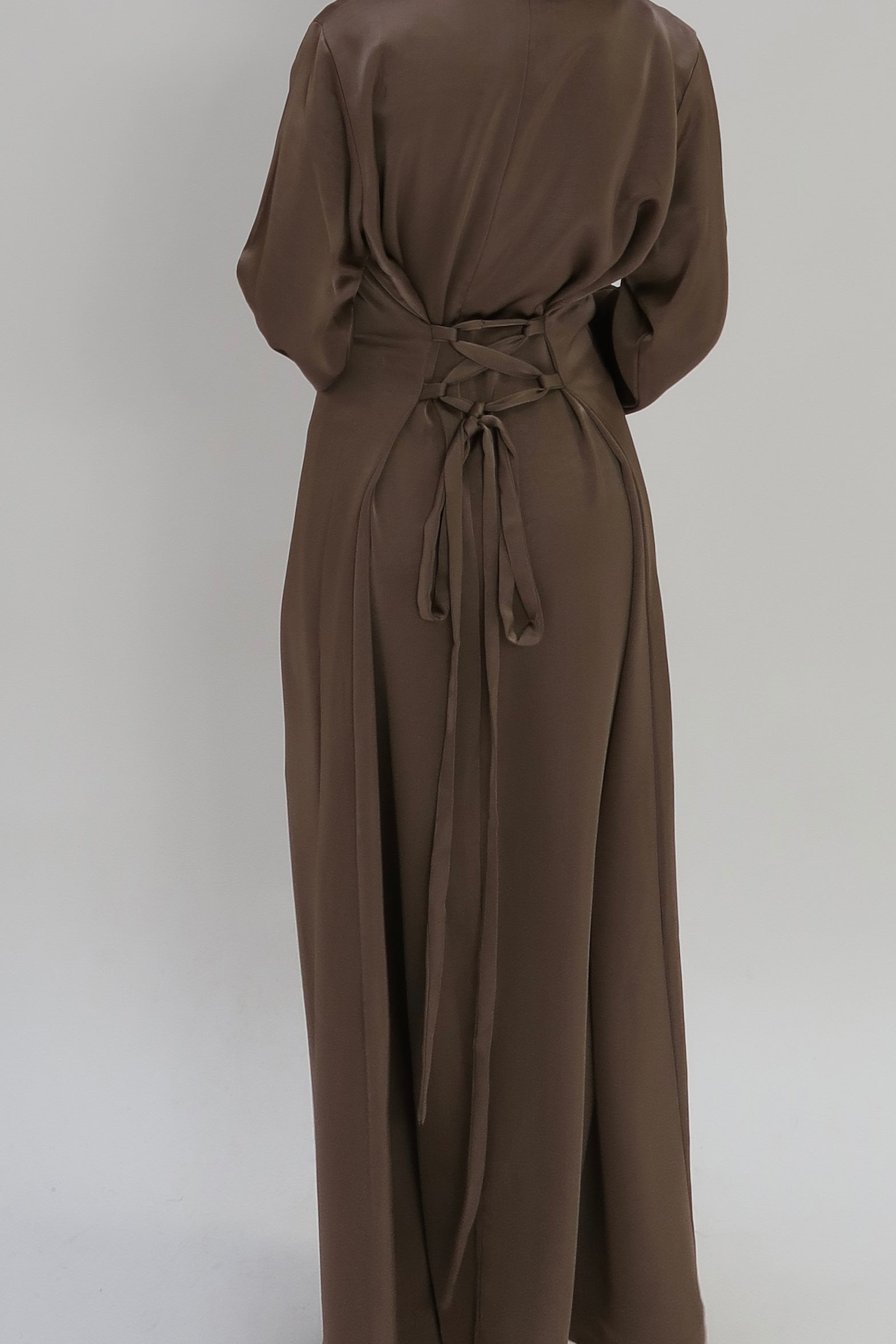 Satinkleid A-linie Braun