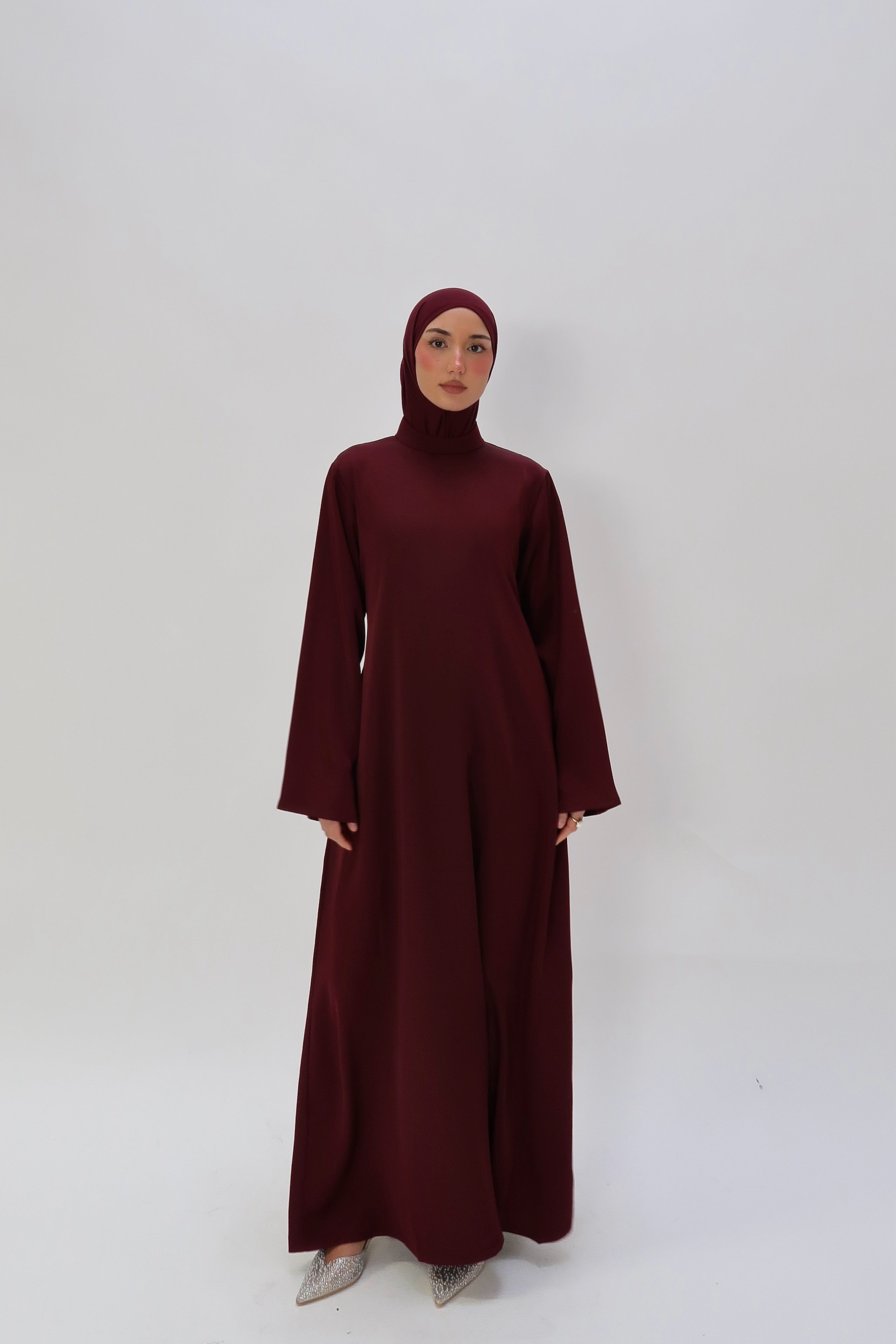 Satinkleid A-linie Burgundy