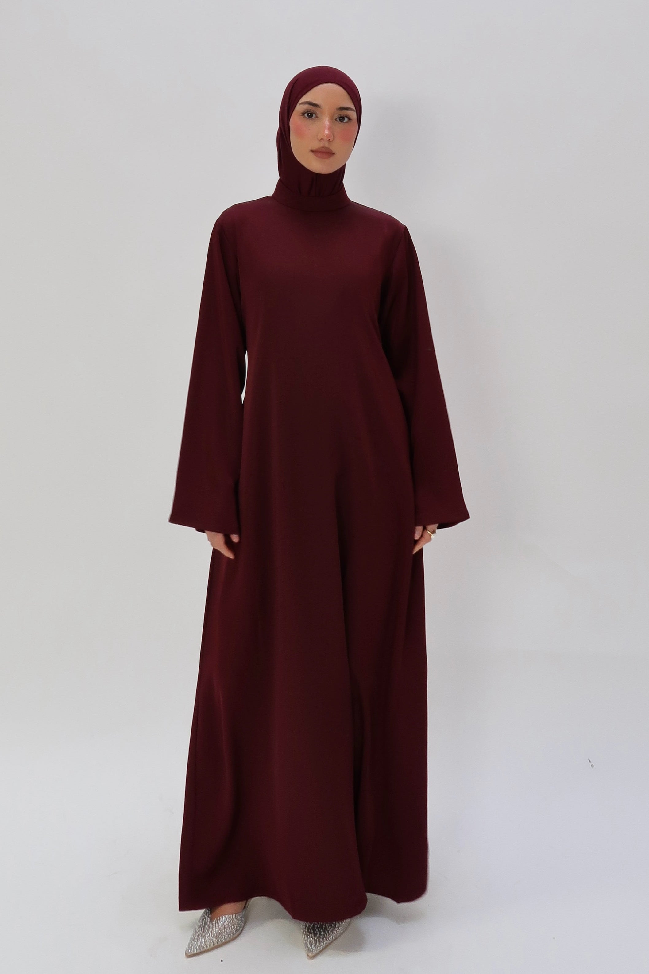 Satinkleid A-linie Burgundy