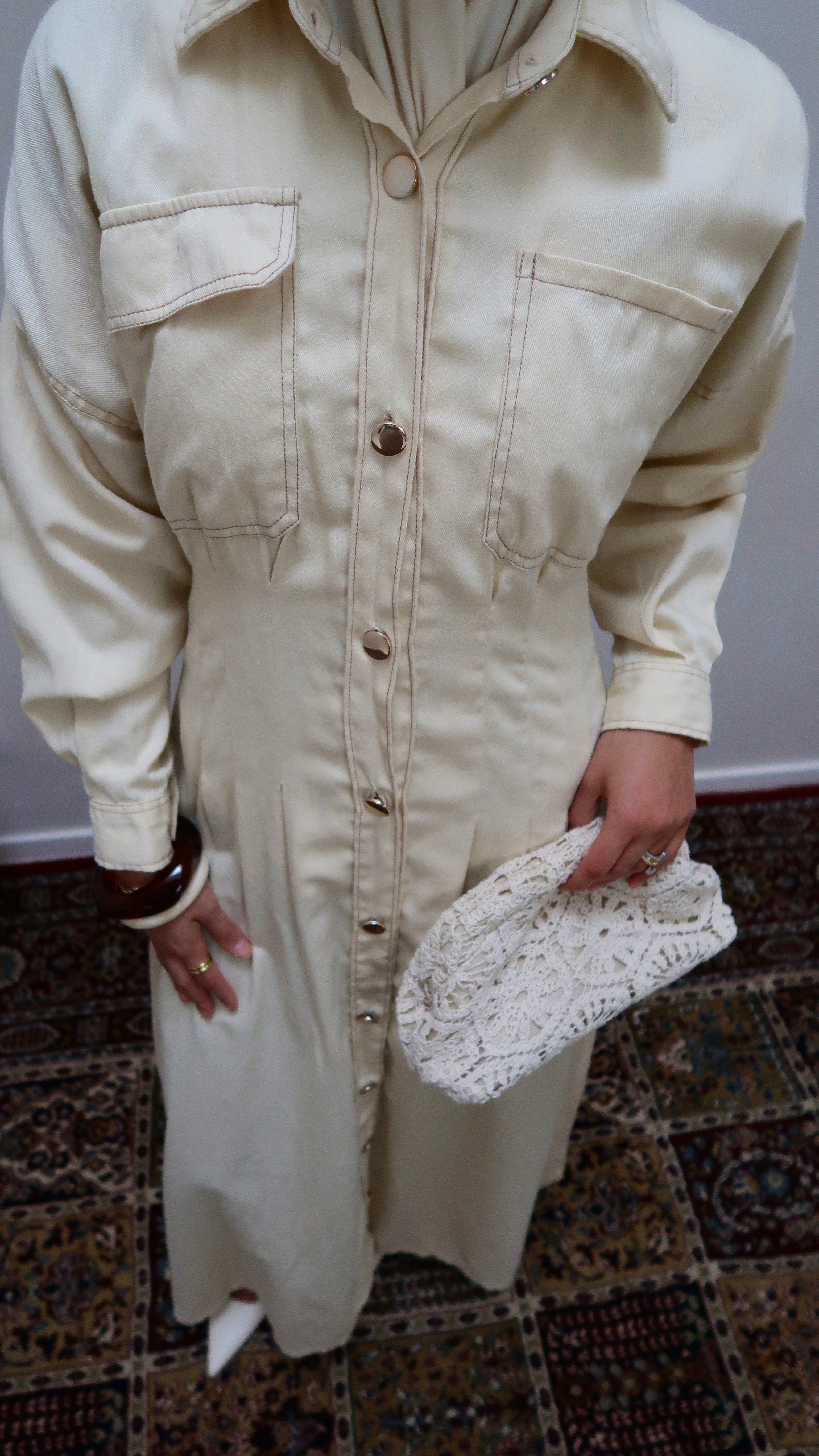 Denim dress with buttons buttermilk yellow