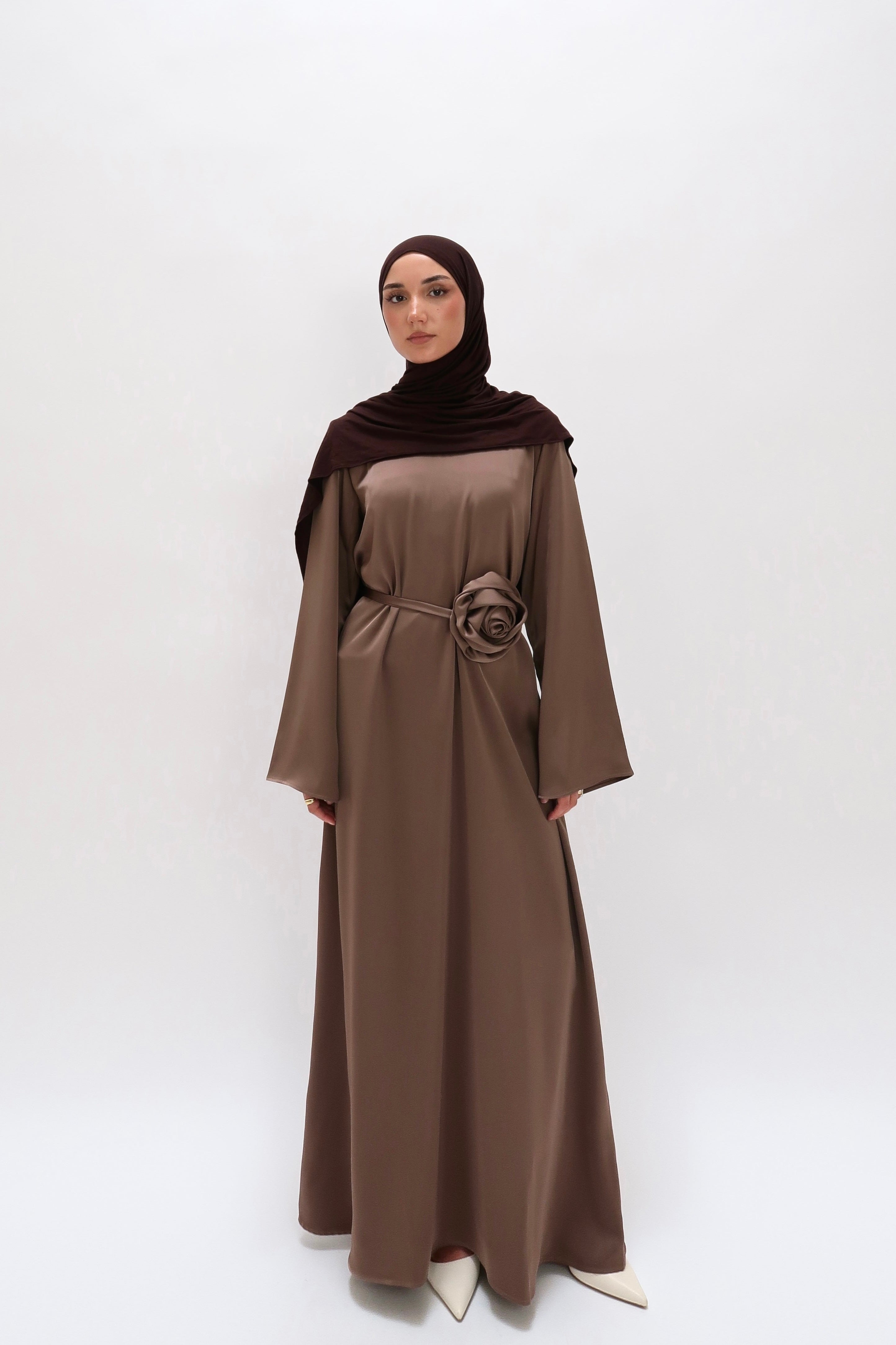 Satin dress rose brown
