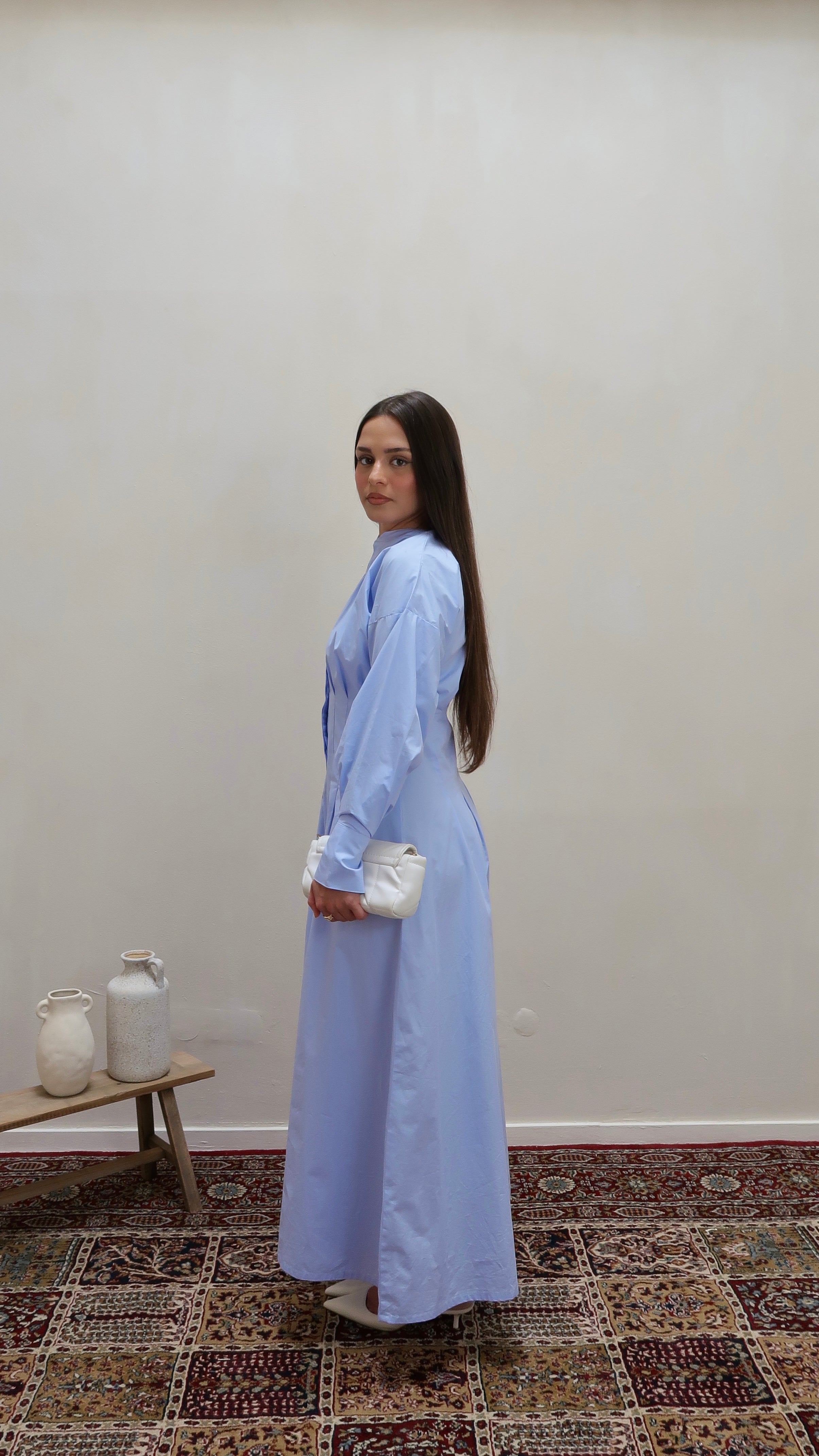 baby blue shirt dress