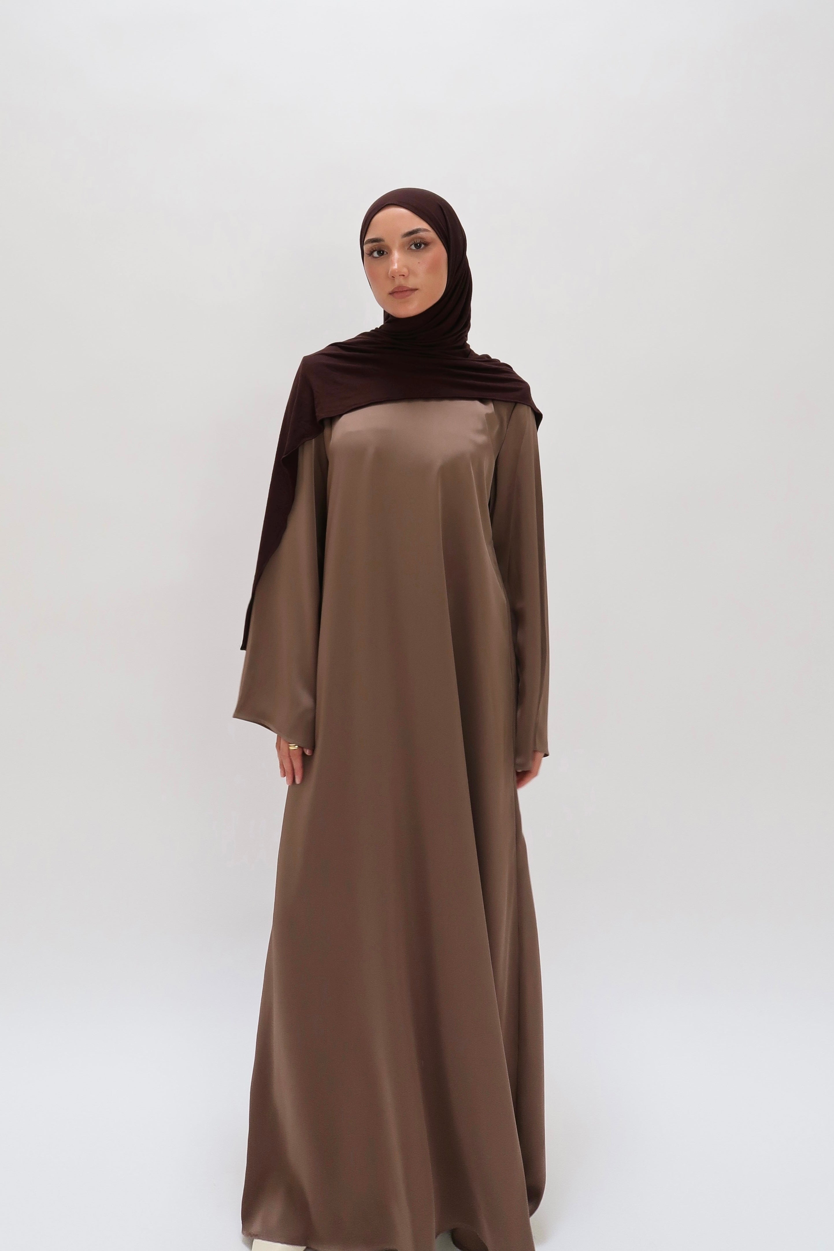 Satin dress rose brown