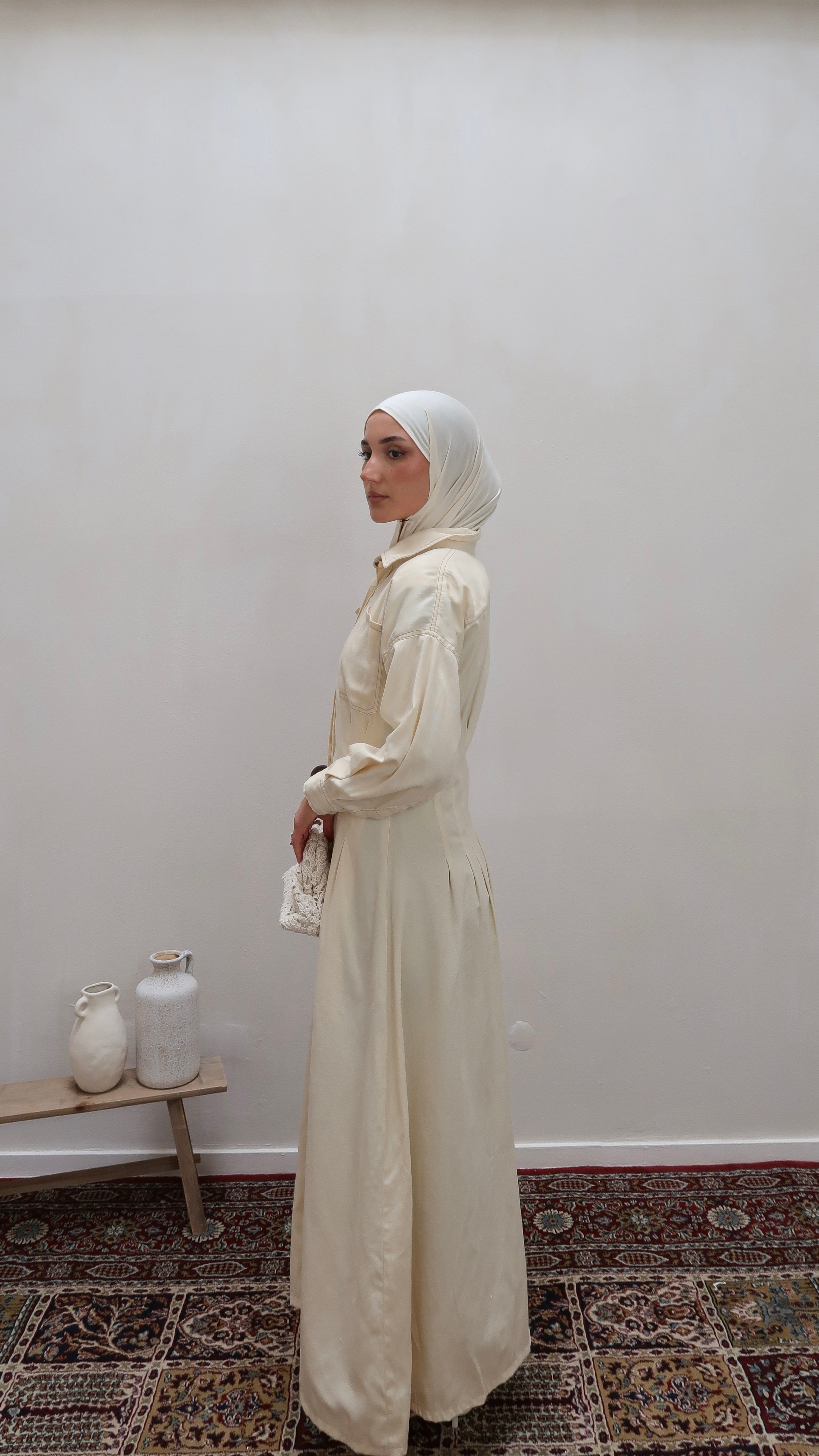 Denim dress with buttons buttermilk yellow