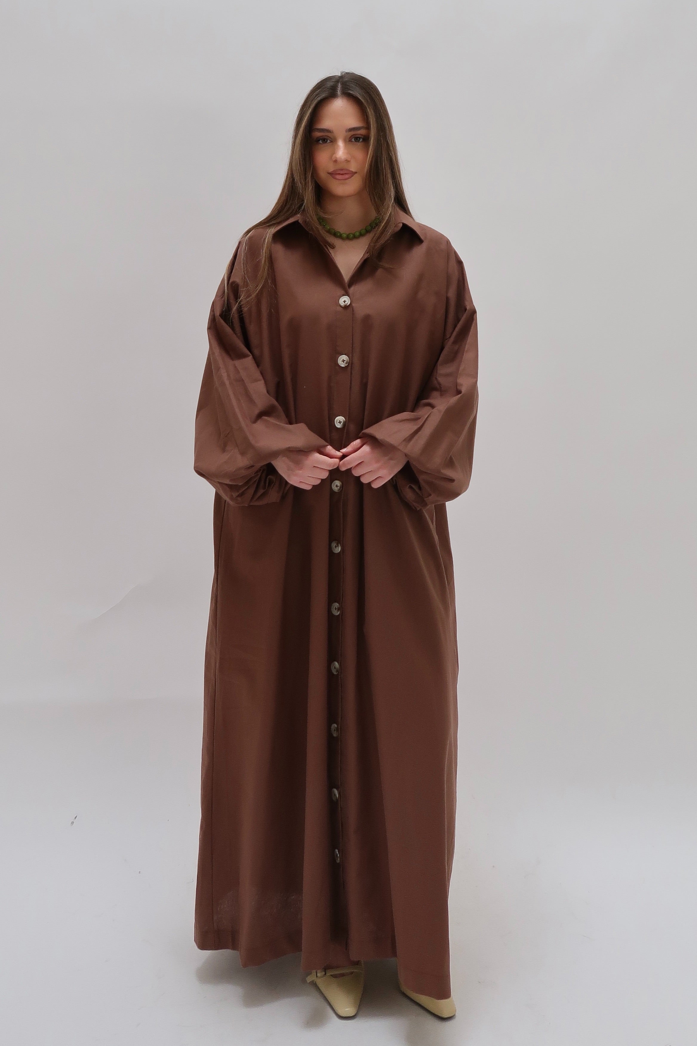 Baumwollkleid mit Knöpfen Earth