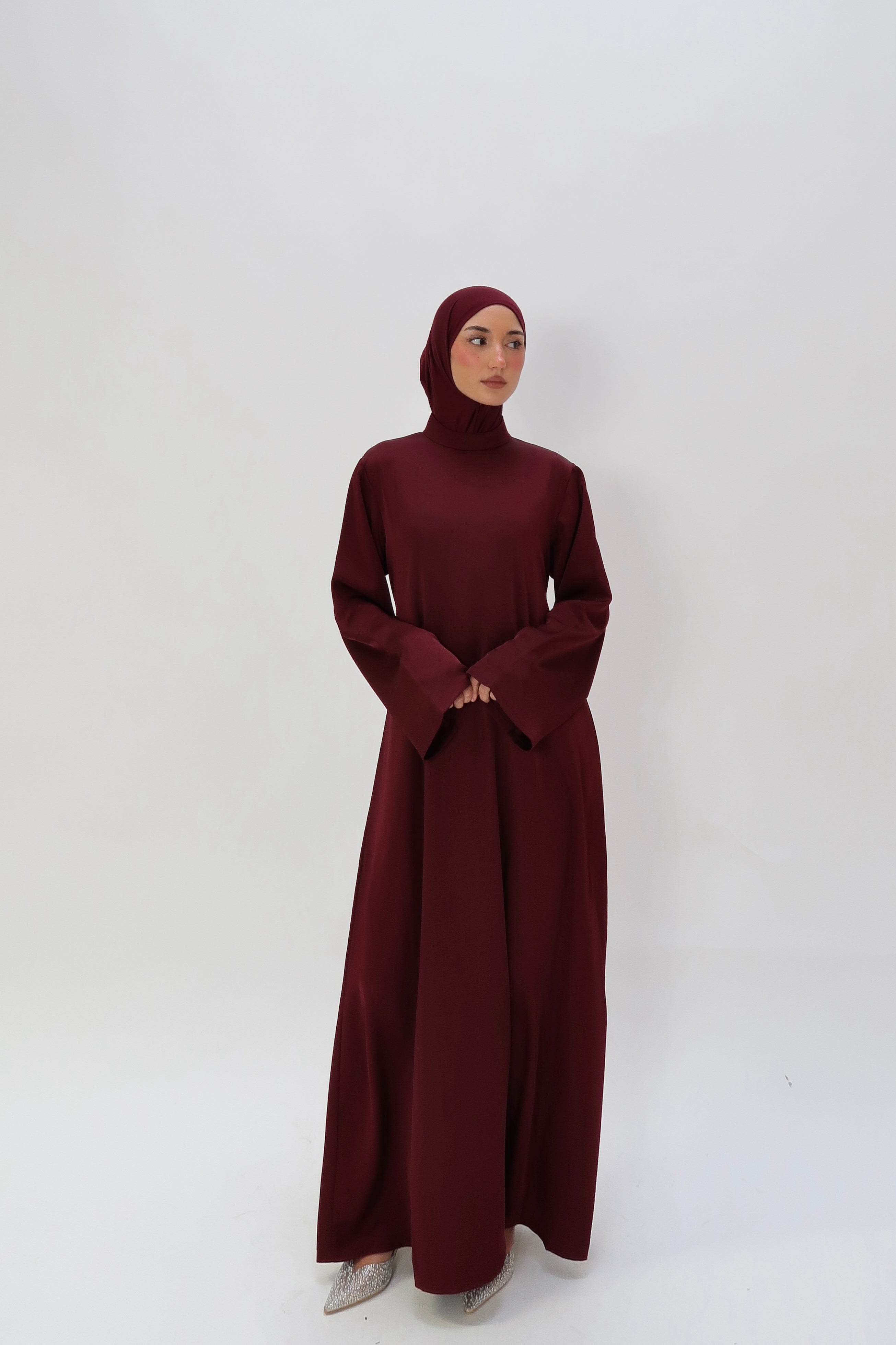 Satinkleid A-linie Burgundy