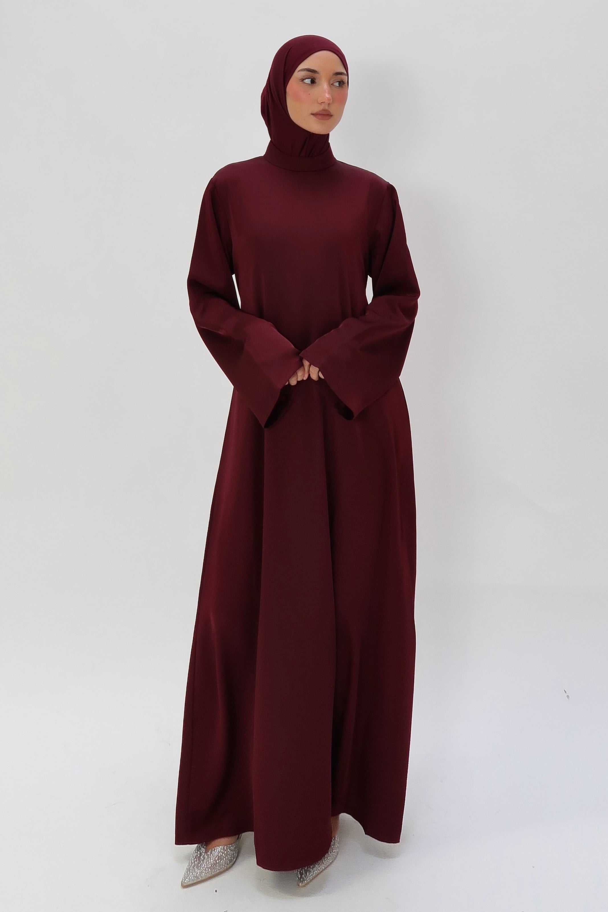 Satinkleid A-linie Burgundy