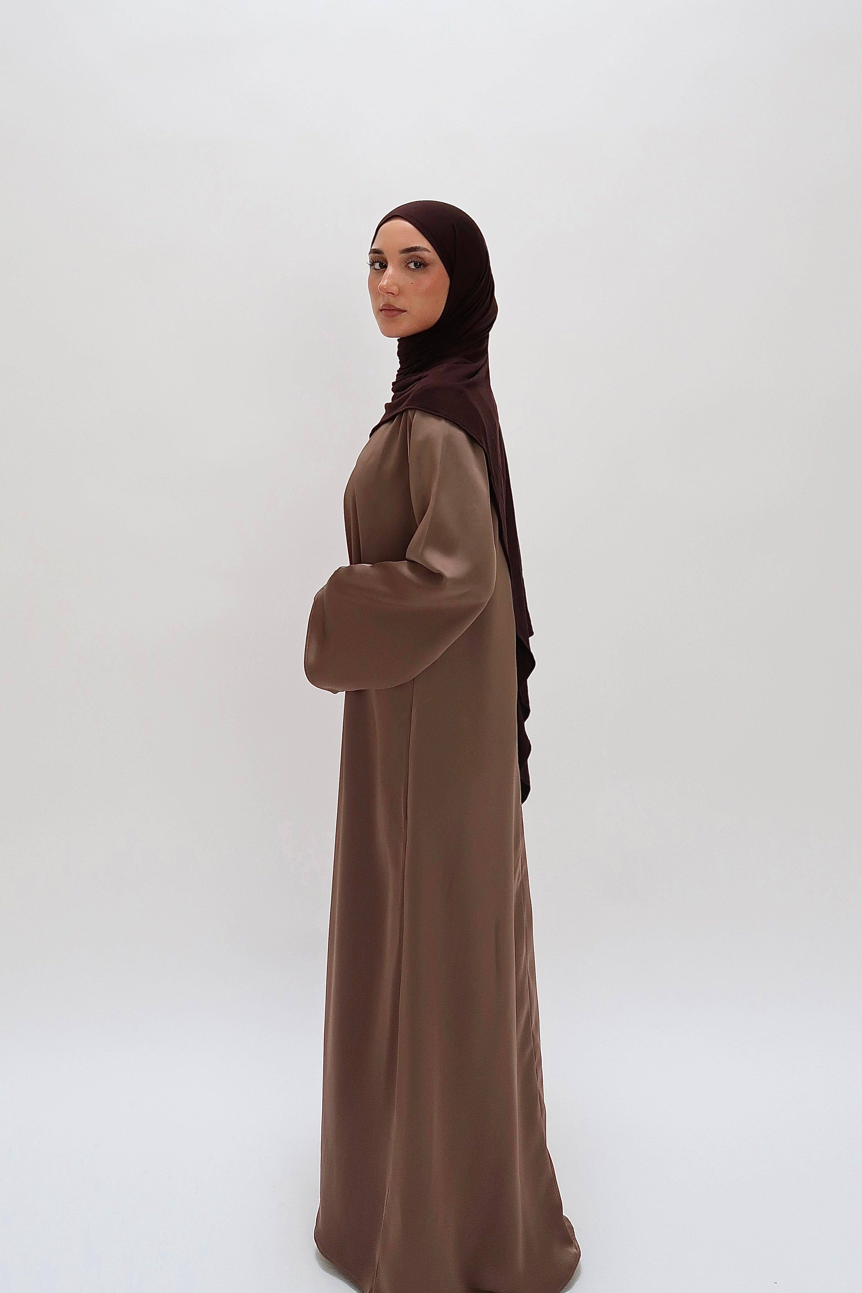 Satin dress rose brown
