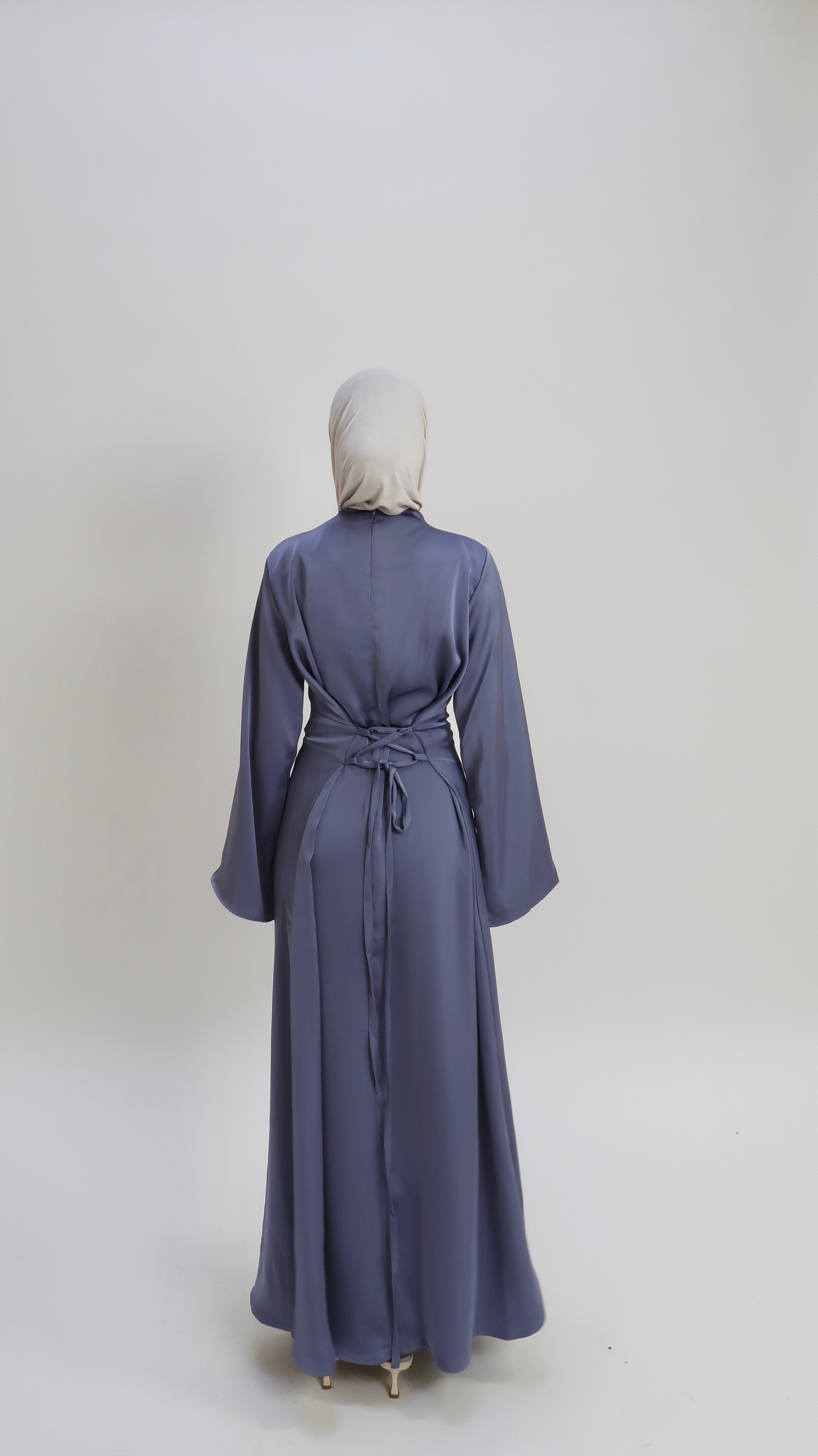 Blue A-line silk dress