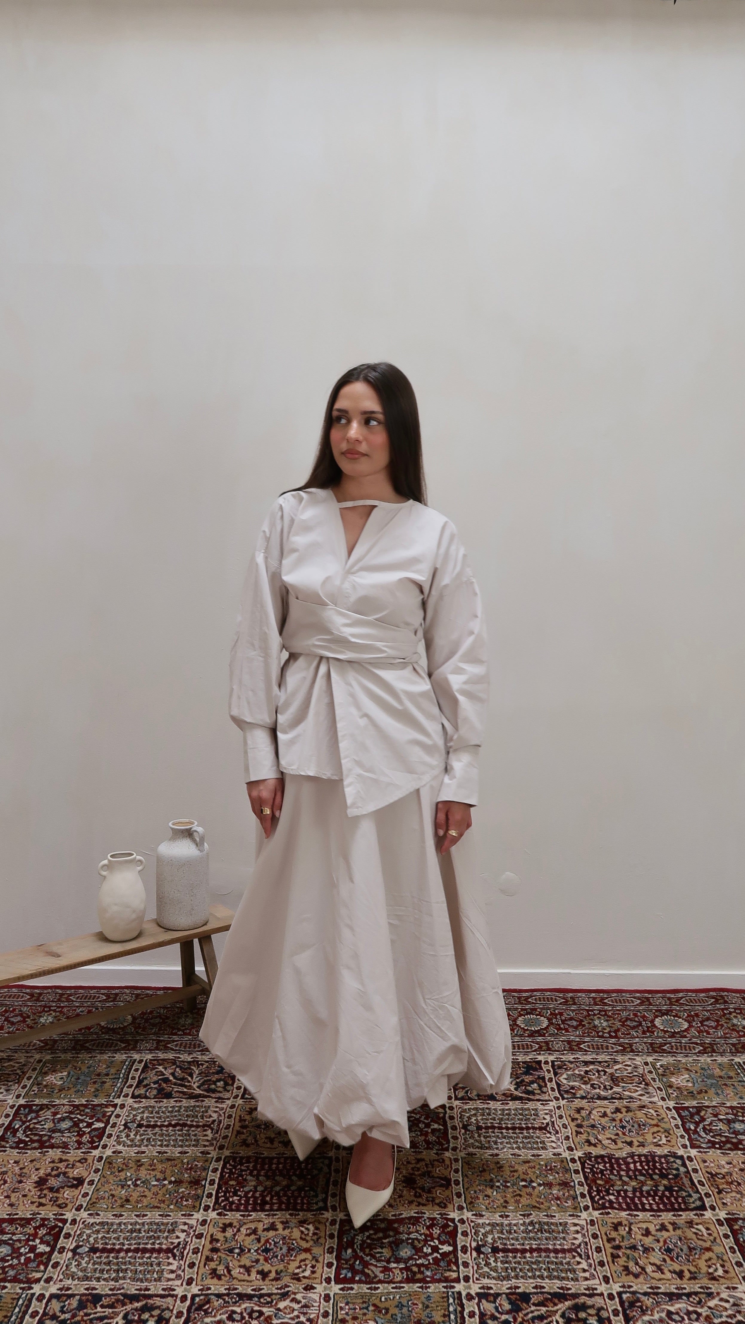 Two-piece balloon skirt Oat