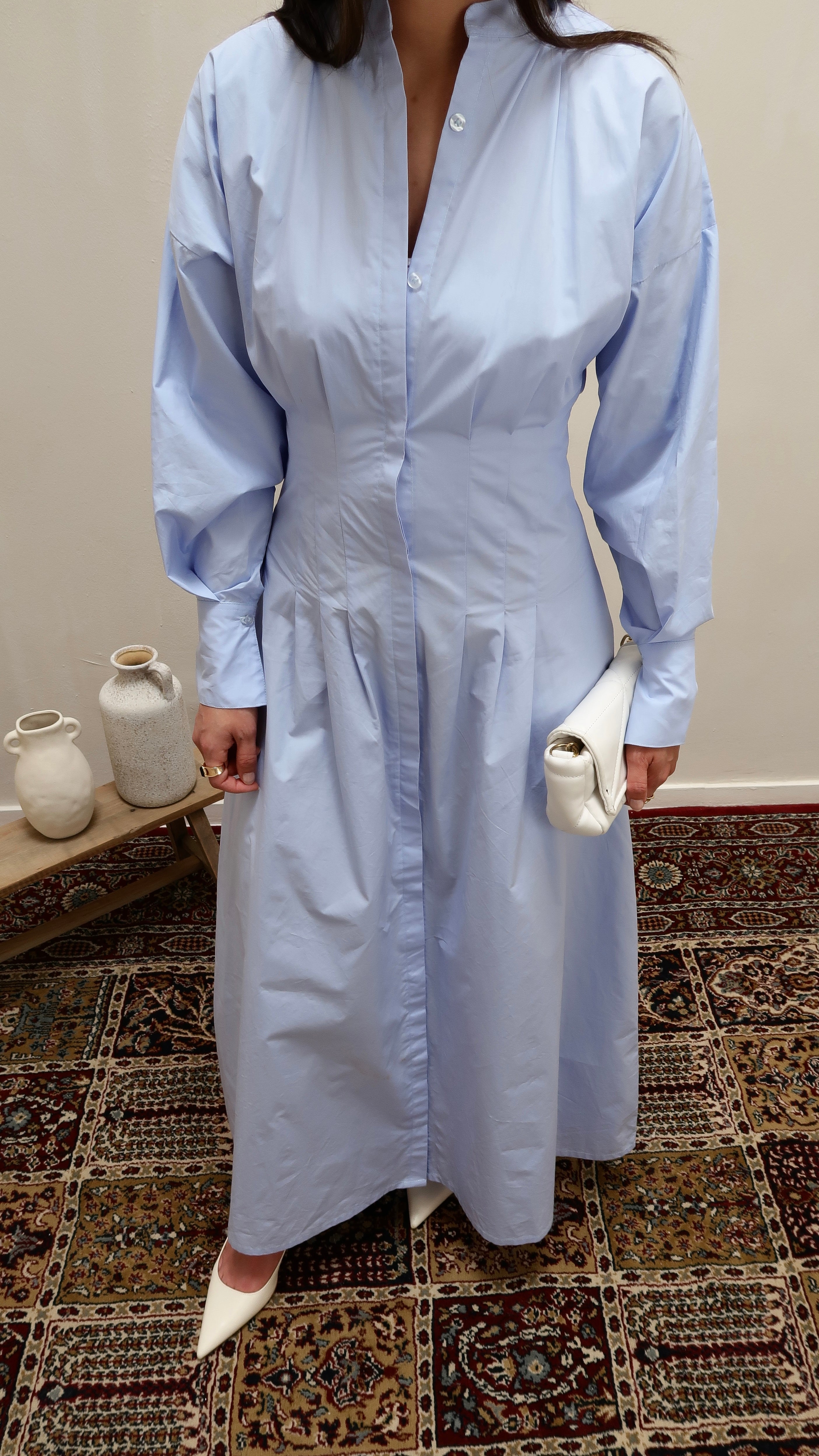 baby blue shirt dress