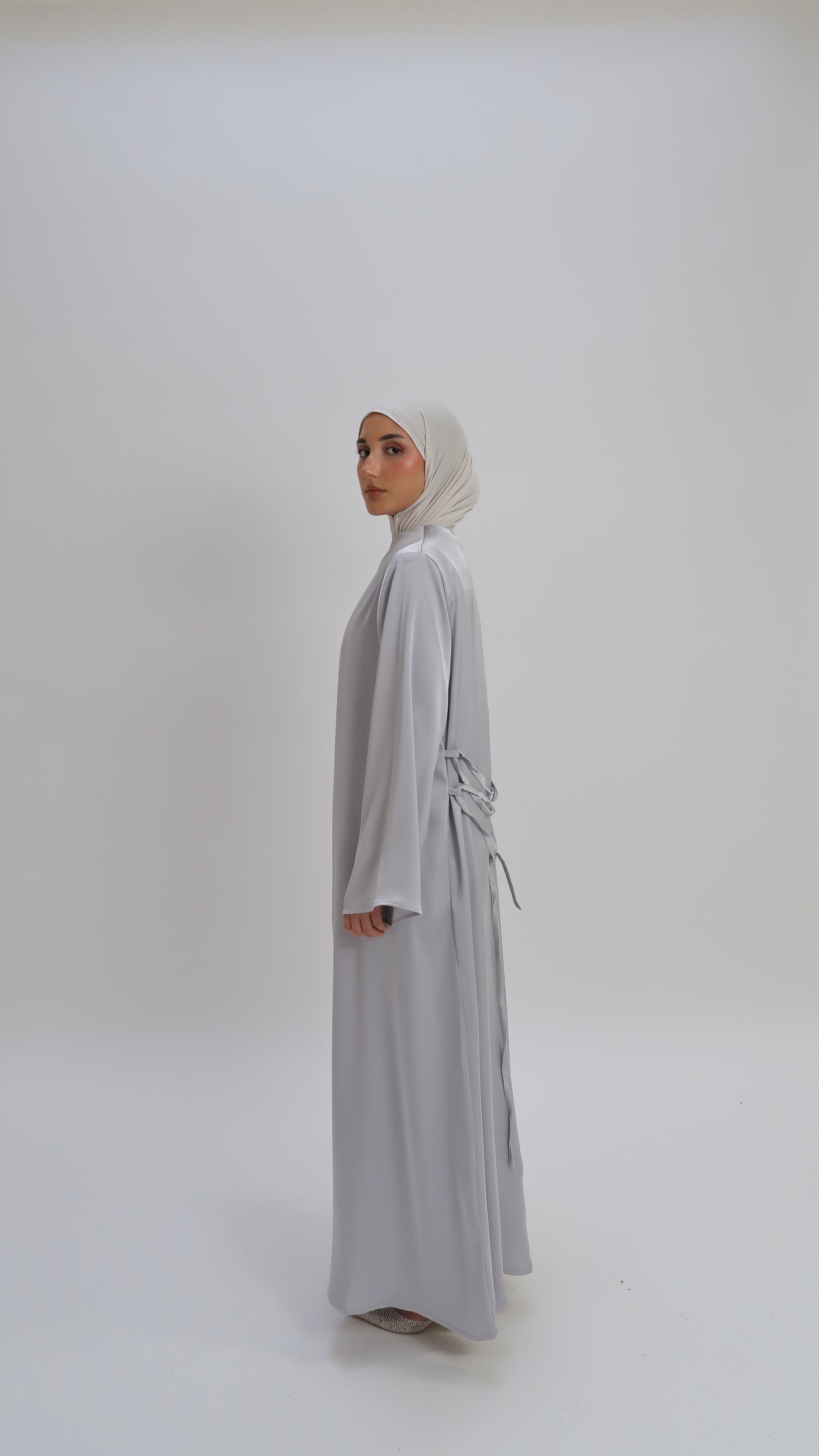 Silkkleid in A-Linie Silver