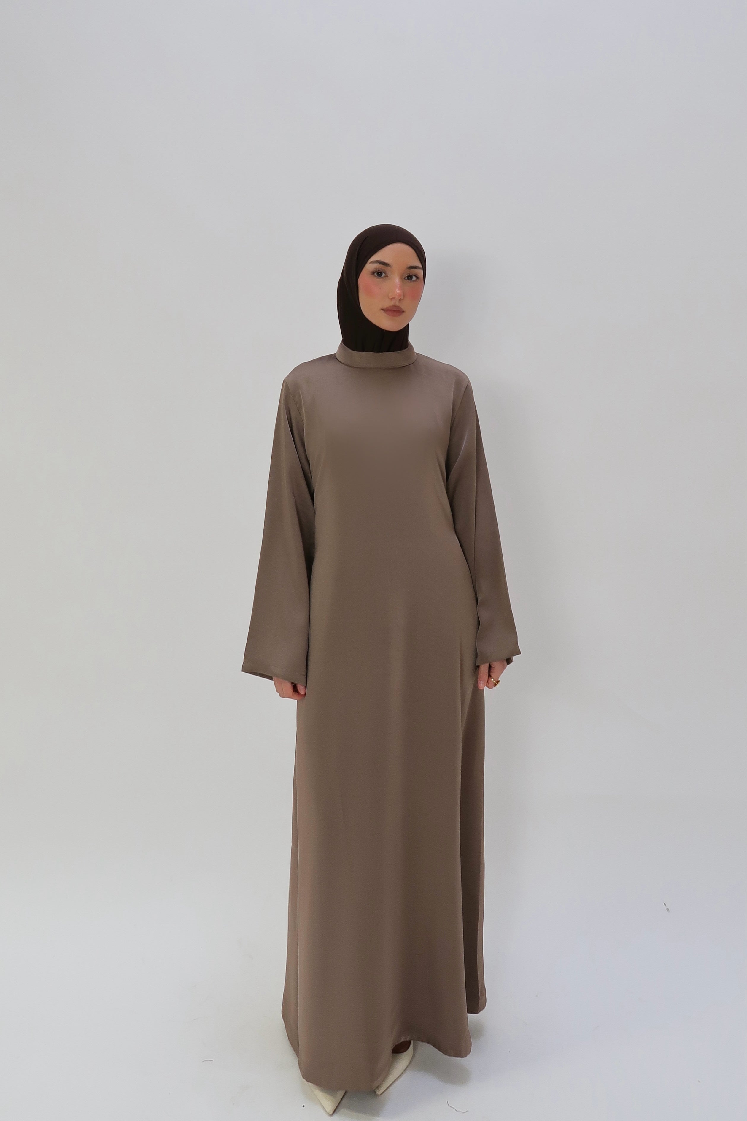 Satinkleid A-linie Braun