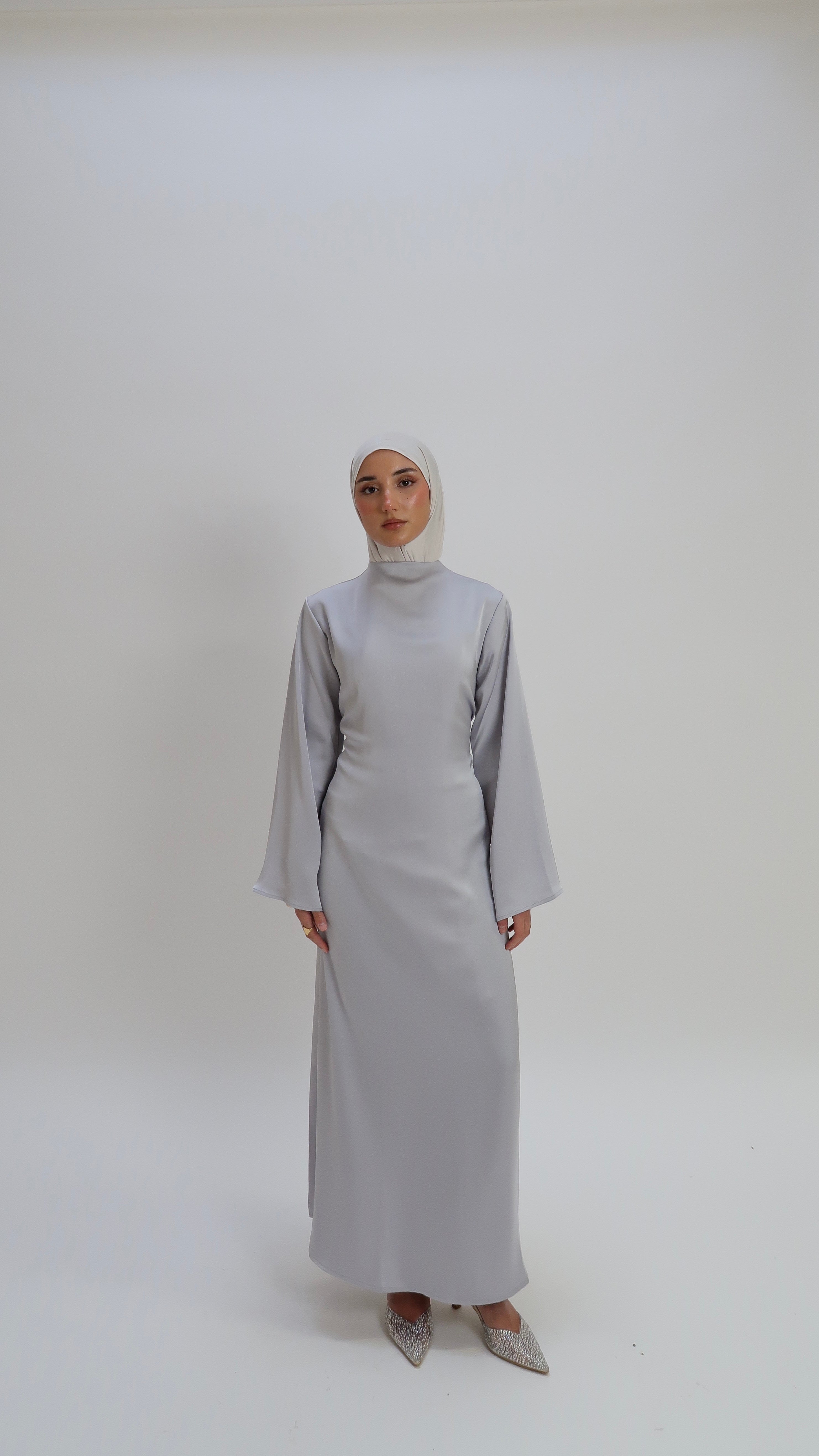 Silkkleid in A-Linie Silver