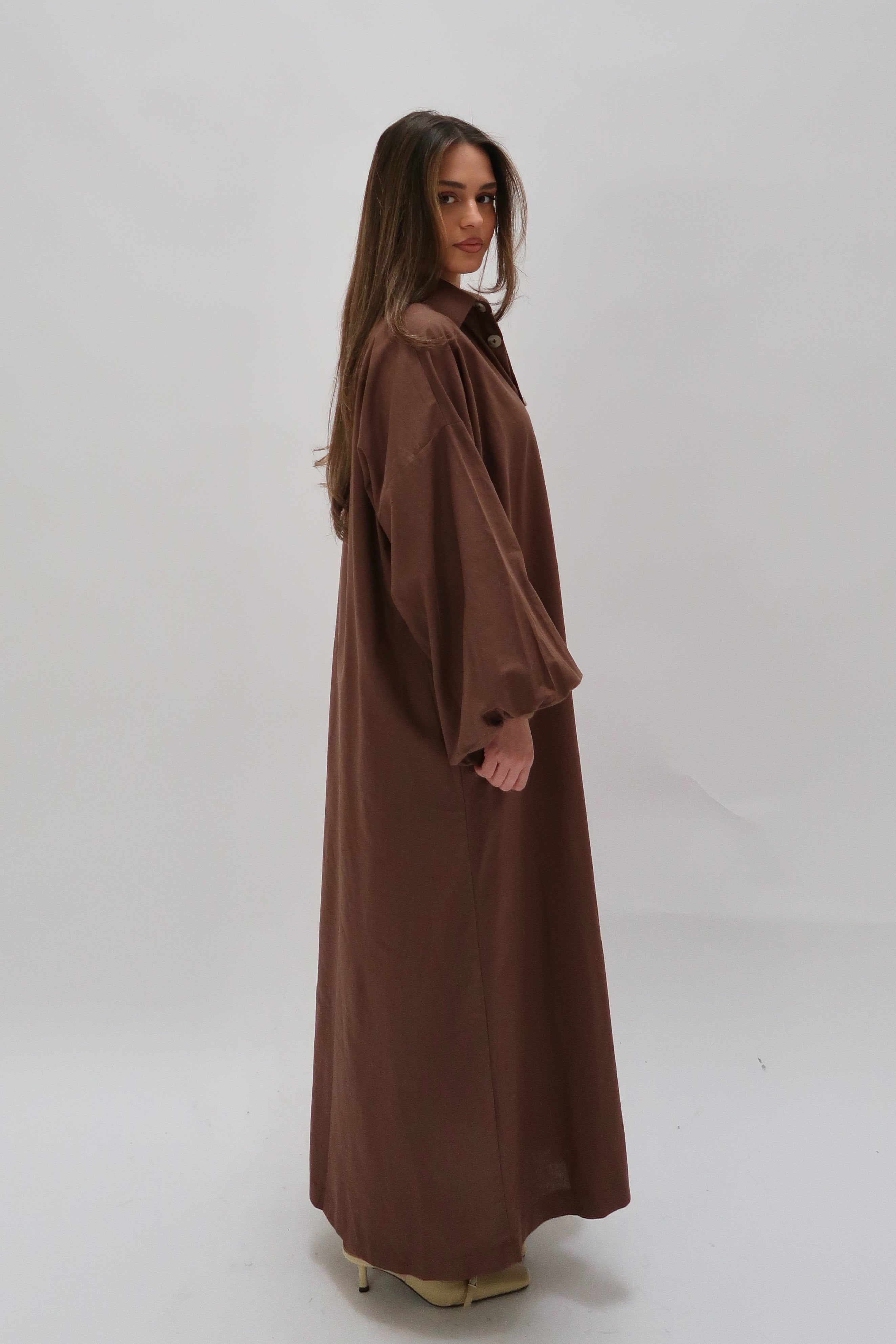 Baumwollkleid mit Knöpfen Earth