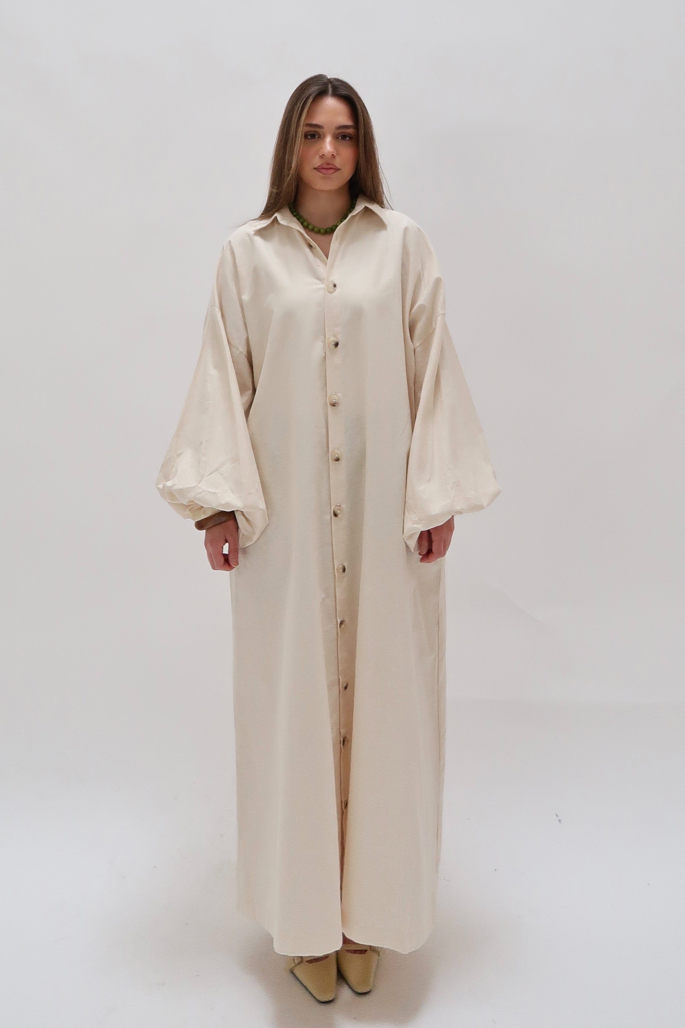 Baumwollkleid mit Knöpfen Ivory