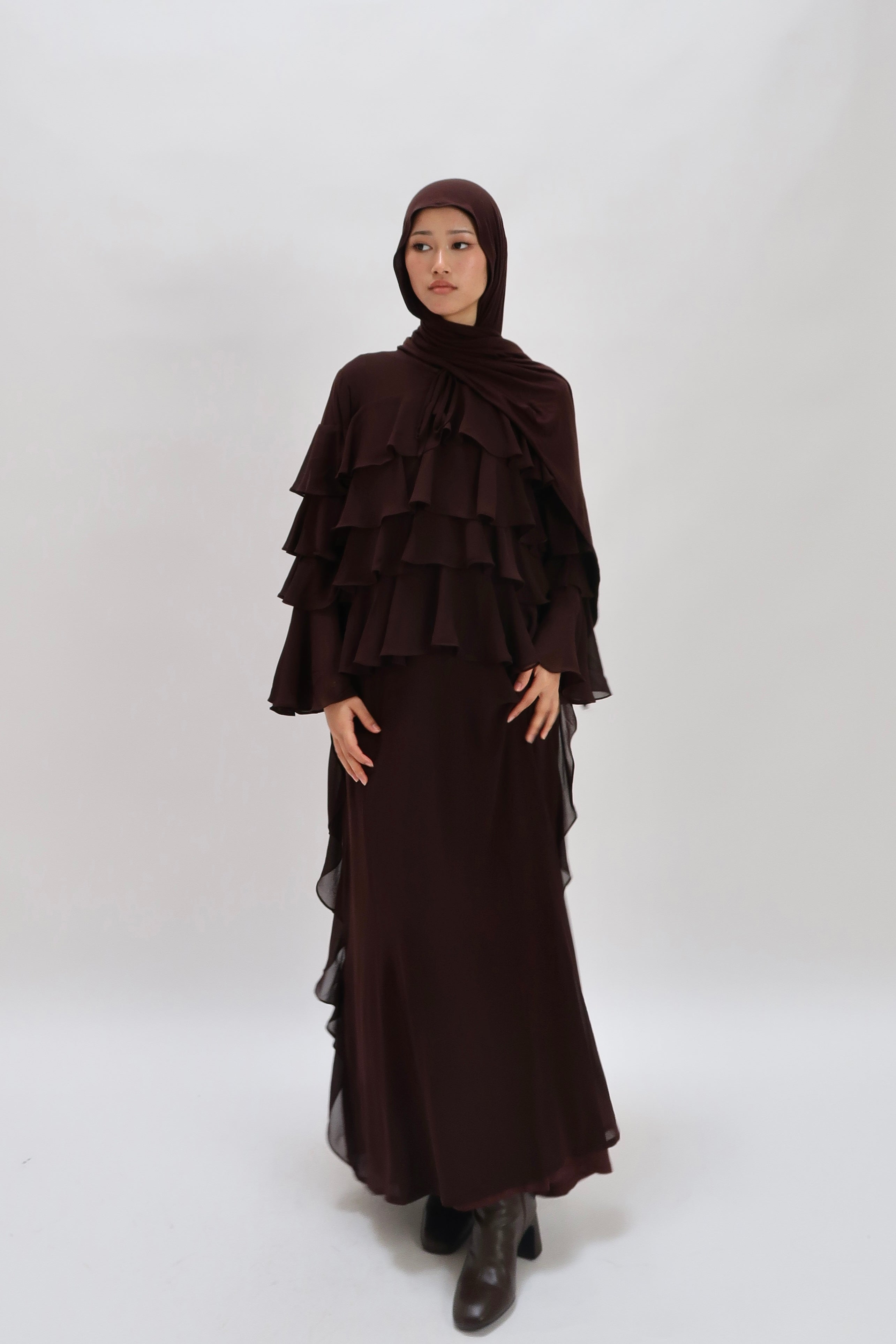Ruffle Dress Brown
