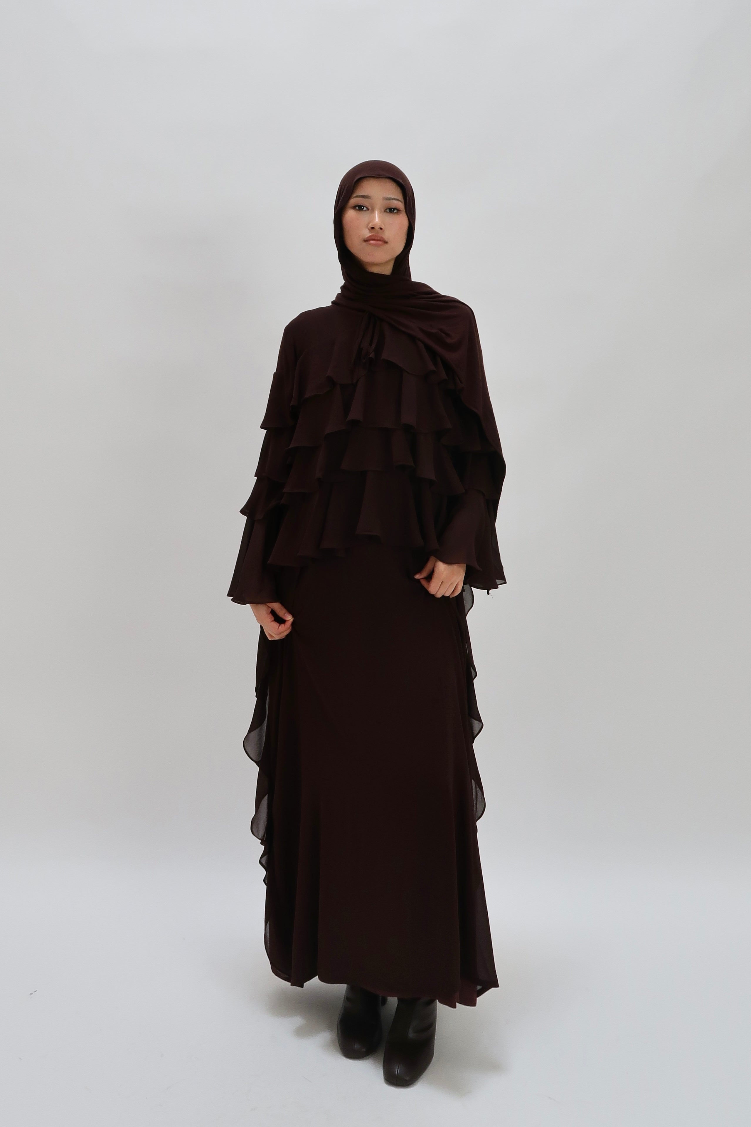Ruffle Dress Brown