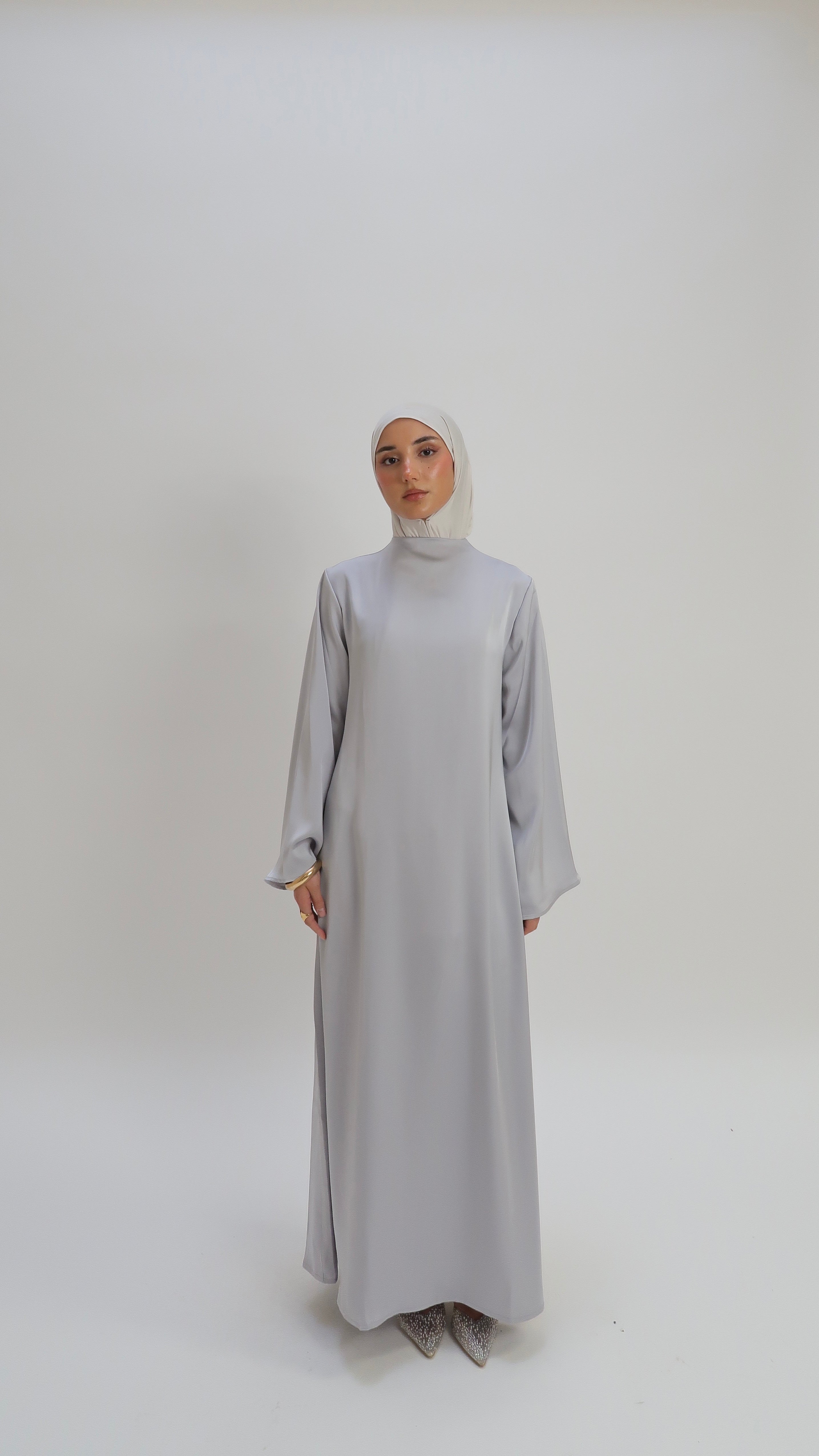 Silkkleid in A-Linie Silver