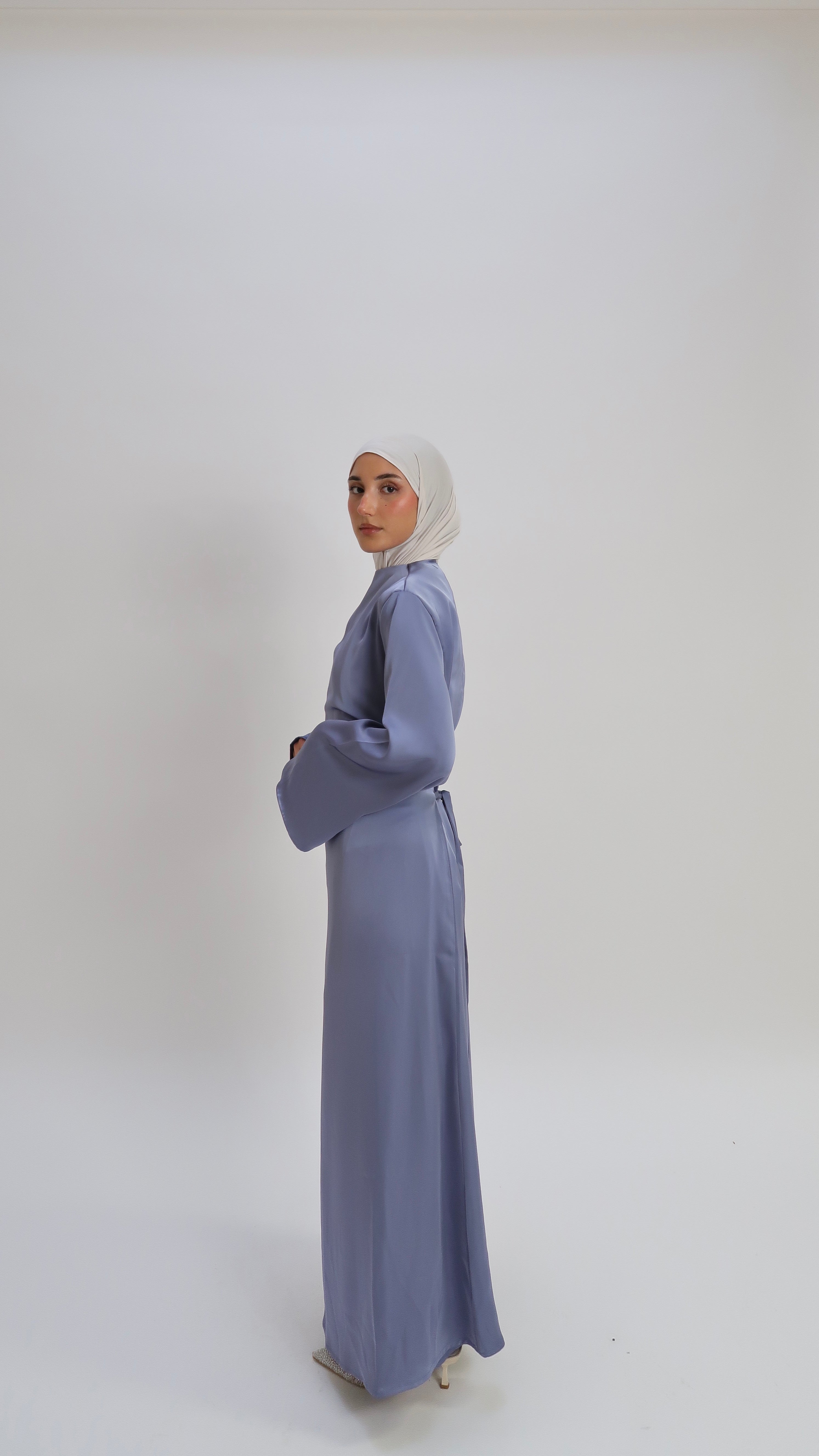 Silkkleid in A-Linie Blau