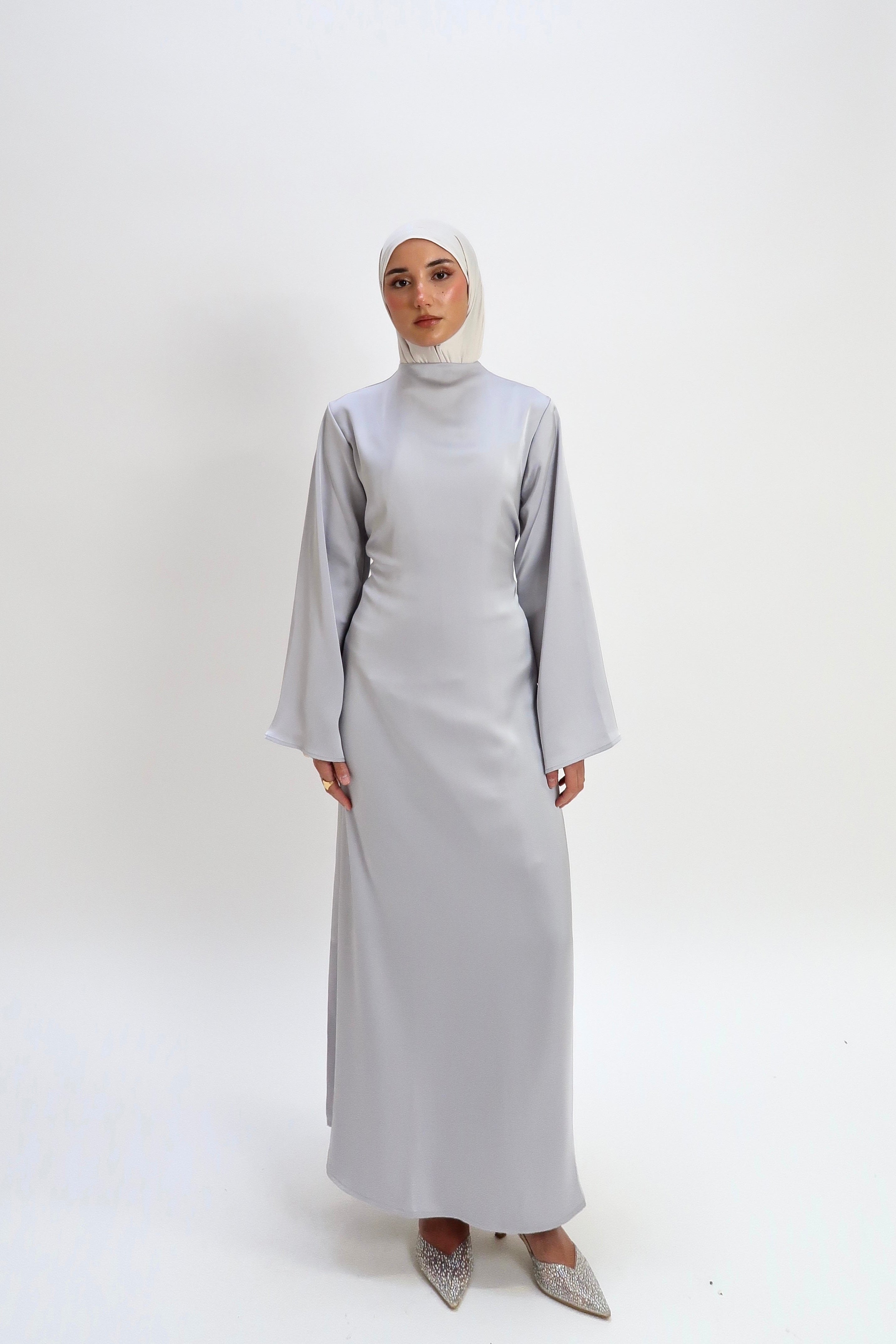 Silk A-line dress Silver