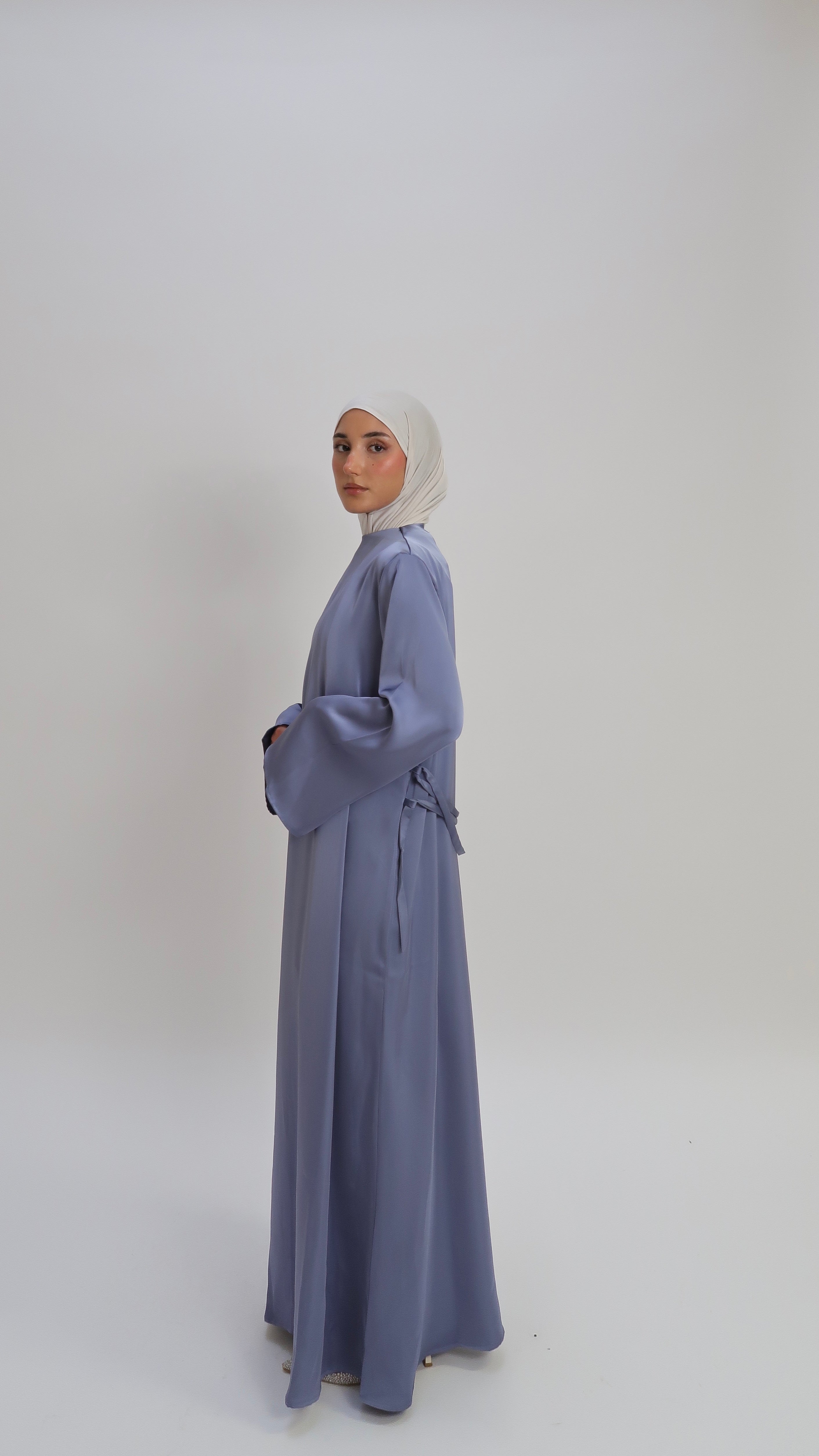 Silkkleid in A-Linie Blau