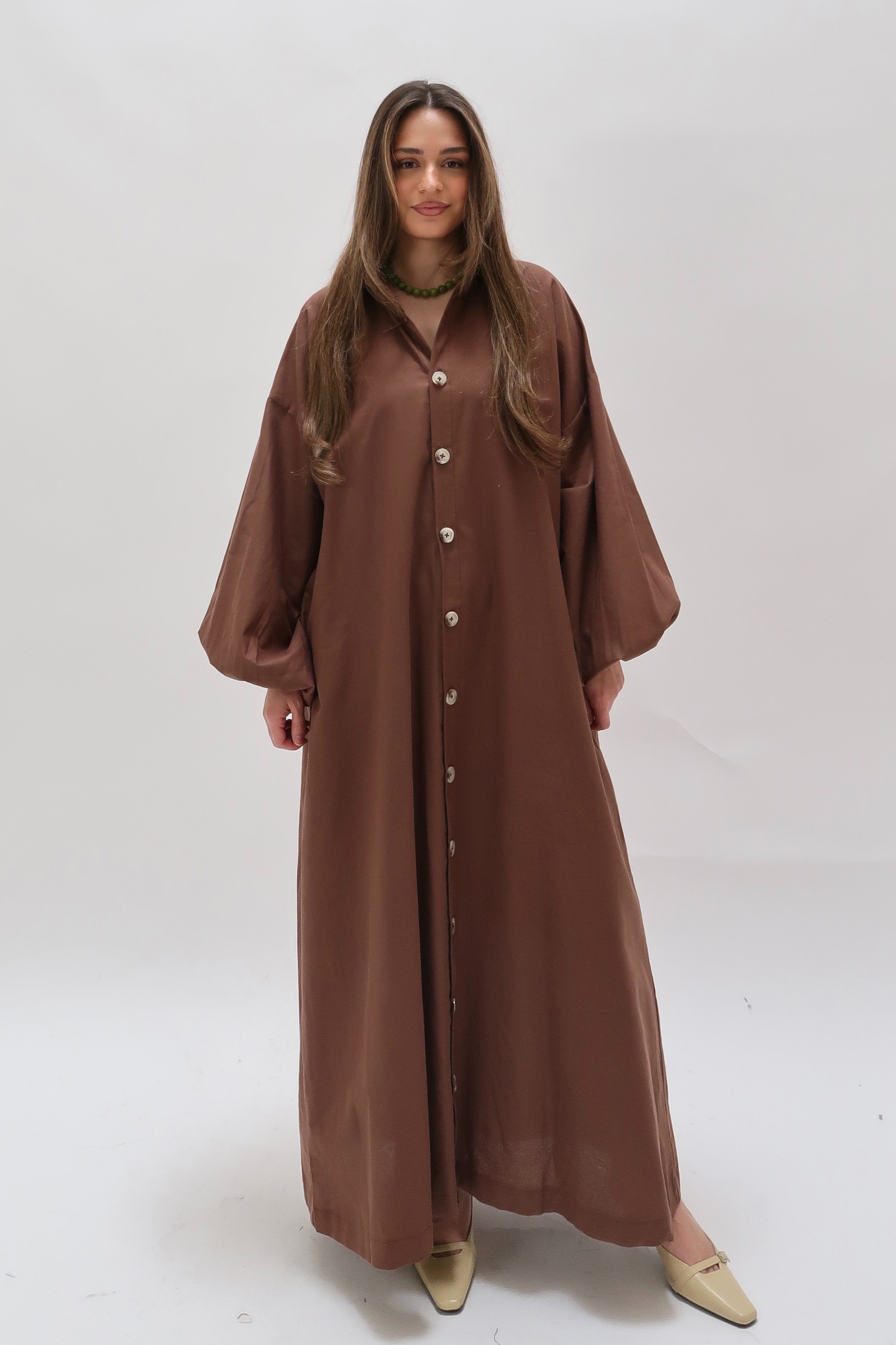 Baumwollkleid mit Knöpfen Earth